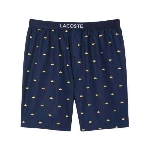 Lacoste Herren Popeline Pyjamashorts mit wiederholtem Logo