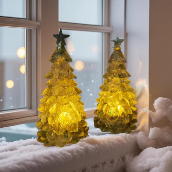 LED Christmas Tree Night Light Glowing Tree Decoration Festive Tabletop Ornament Atmosphere Party Holiday Gift
