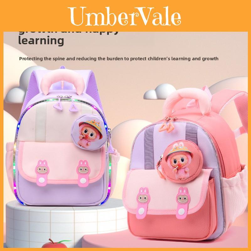 Zaino Scolastico Cartoon Labubu per Bambini con Luci LED per Bambini e Bambine della Scuola dell'Infanzia