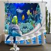 3D Bathroom Curtains Ocean Fish Jellyfish Shell Starfish Dolphin Anchor Shower Curtain Waterproof Fabric Cartoon Boy Bath Screen