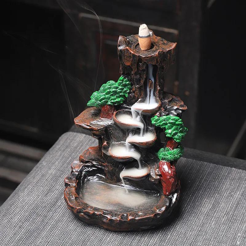 Resin Alpine Flowing Water Aromatherapy Furnace Ornamental Sandalwood Creative Rockery Backflow Incense Furnace, Home Decoration
