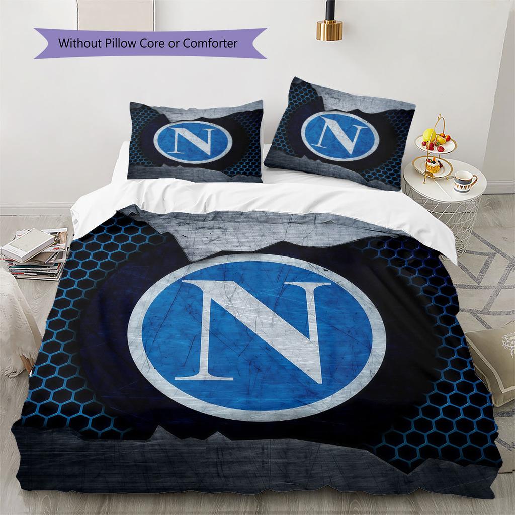 SSC Napoli Pattern Bedding,Quilt Set Quilt Cover Pillowcase Home Birthday Gift(1 * duvet cover + 2 * pillowcase, without core)