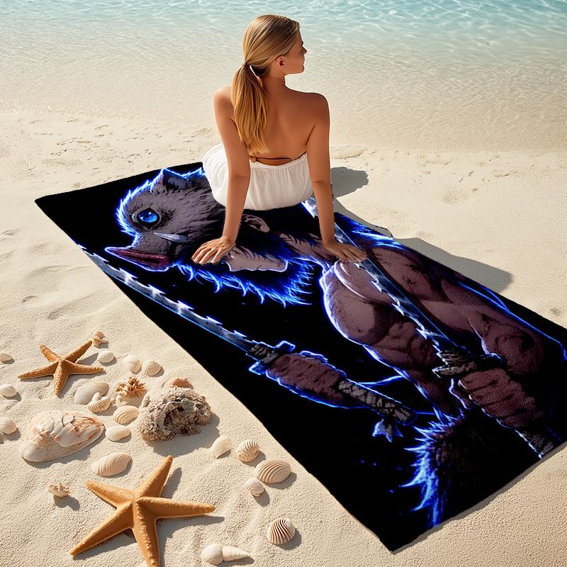 1pc Hashibira Inosuke Beach Towel, Comfortable and Thick, and Swimming/Bath/Picnic/Camping Towel, Suitable for Seaside Beaches