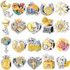 Original Copper Yellow Moon Star Dog Sunflower Perfumery Charms Beads For Pan Diy Bracelet Women Jewellery Gift
