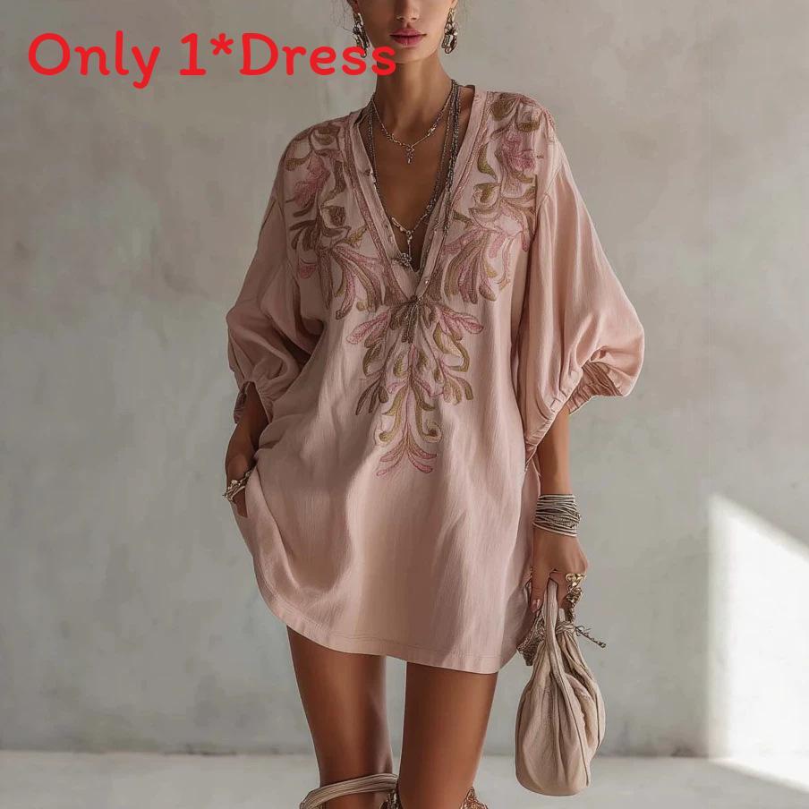 Street Style Mini Dress With Deep V Neck Floral Print For Summer Casual Wear