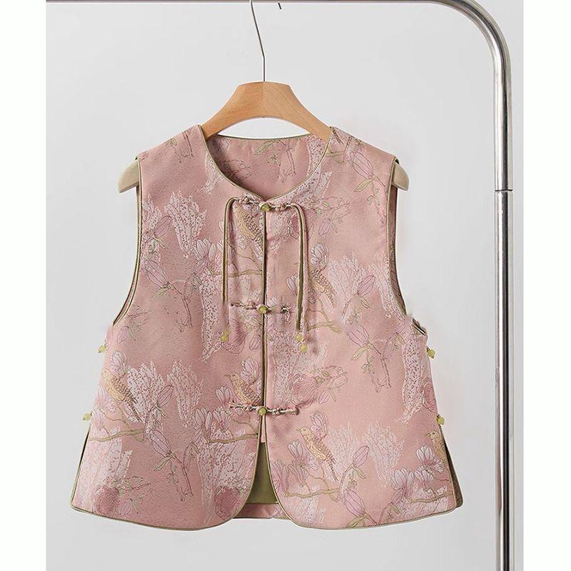 

2025 Jacquard vest clip women s design super good-looking women s top 3XL (recommended 138-75kg) розовый