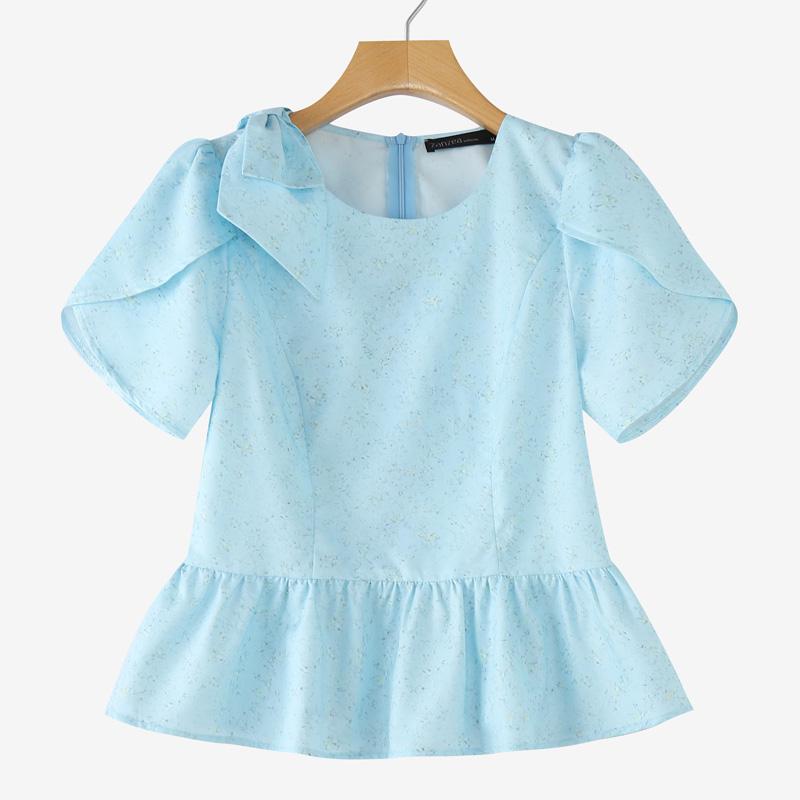 ZANZEA Dames Casual Ronde Hals Zomer Korte Mouw Print Blouse