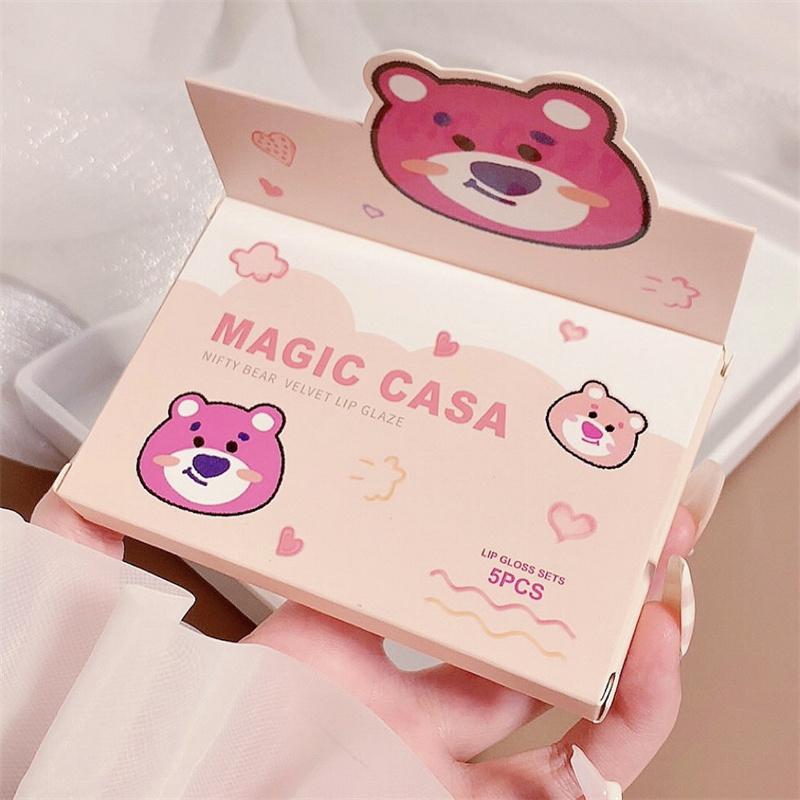 

Набор из пяти помад Naughty Bear Lip Glaze, матовая бархатная, антипригарная, невыцветающая помада