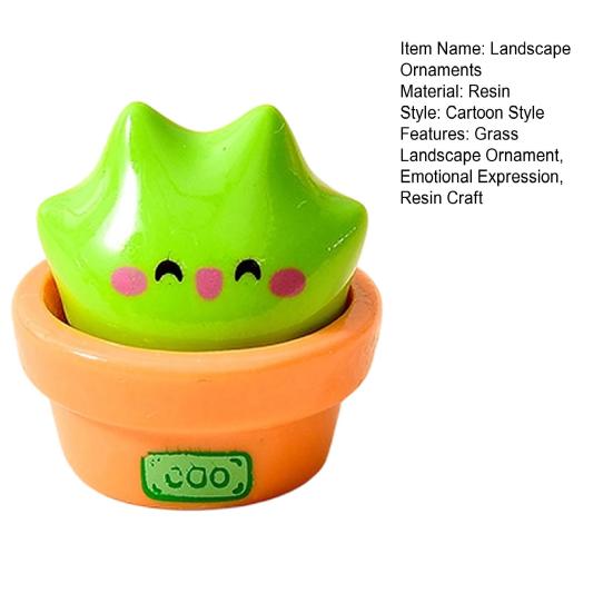 Micro Landscape Ornaments Cartoon Grass with Cute Expressions Statues Resin Stress Relief Collectible Toy for Office Car