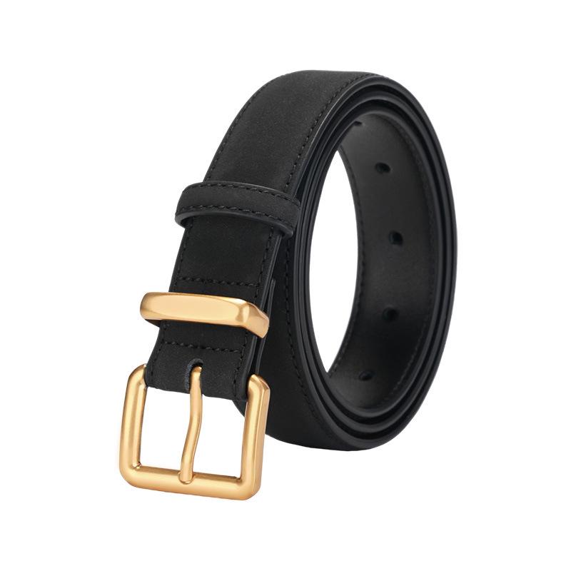 New Women s Genuine Leather Double-Sided Belt - Classic, Versatile, Decorative, Simple Pin Buckle, High Quality Waistband. 110 cm чёрный