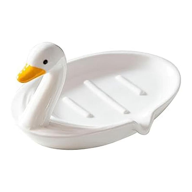 Porte-savon Canard Animal Mignon Porte-savon Auto-Drainant Boîte à Savon avec Égouttoir pour Douche Salle de Bain Cuisine
