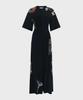 Marine Serre (W) Upcycled Shirred T-Shirt Long Fitted Dress Black