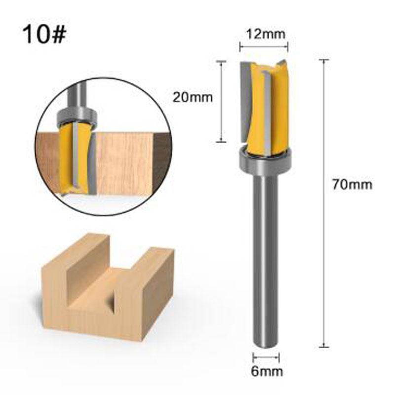 1ks 6mm šablona nástavce oříznutí závěsu Dlabací frézovací bit Přímá fréza pro čištění zapuštěných ořezů Čepová fréza pro zpracování dřeva