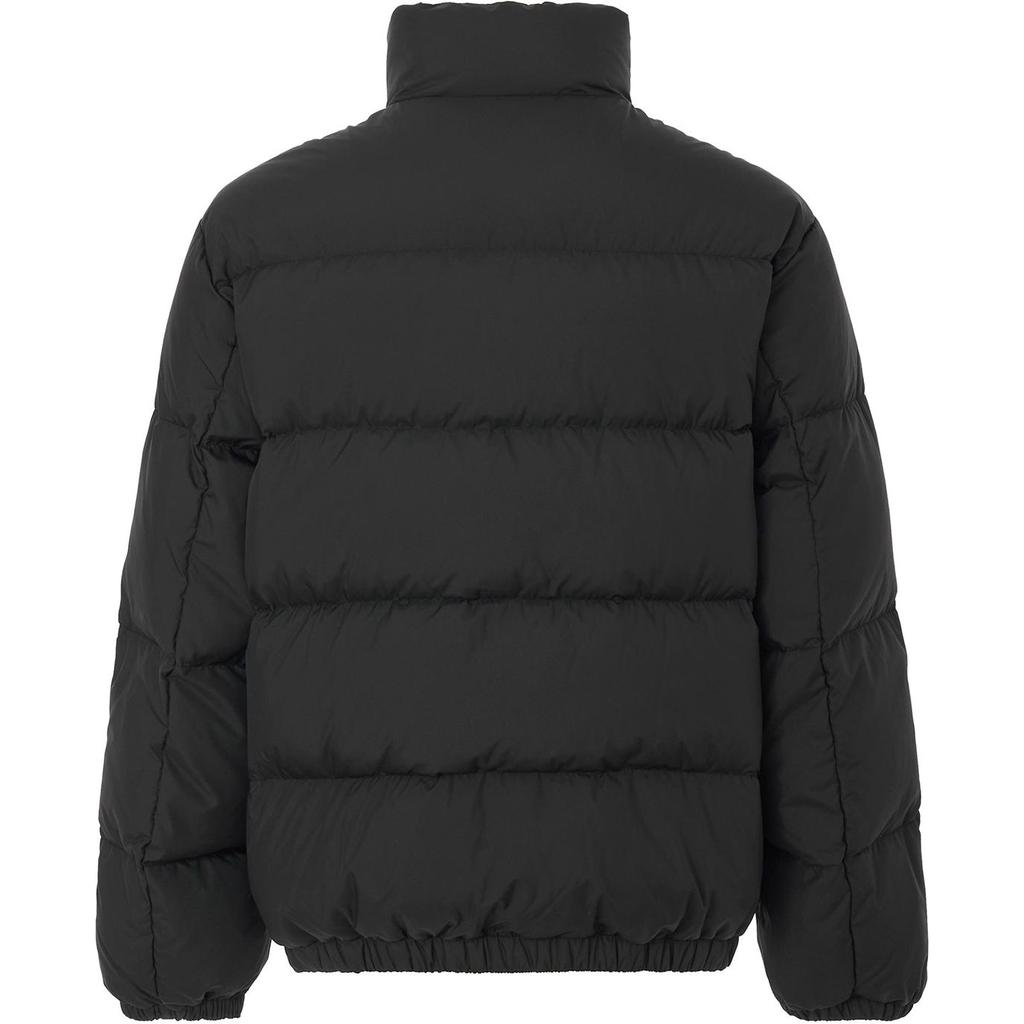Korean Style Logo Print Comfortable Stand Collar Long Sleeve Zipper Down Jacket Men Outerwear Black LE2404DP01BK