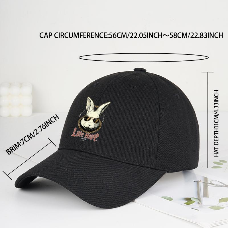 “Late Hare” Cute Bunny Baseball Cap Playful Retro Style Perfect For Daily Commutes & Outdoor Walks Animal Lovers & Holiday Gifts