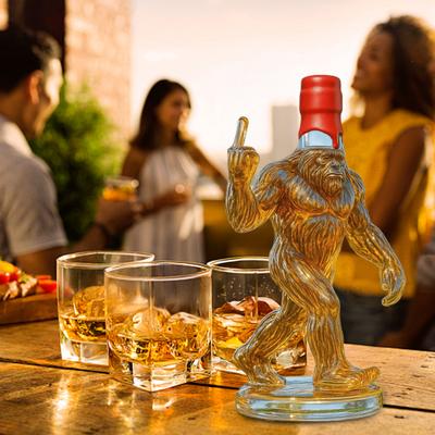Savage Whiskey Bottle Decanter for Men Unique Wine Decanter Funny Savage Shaped Glass Quirky Gift for Sasquatch Enthusiasts