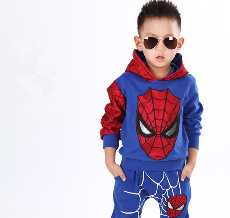 2023 Spring & Autumn Korean Style Boys' Spider-Man Hoodie Sweatshirt Set