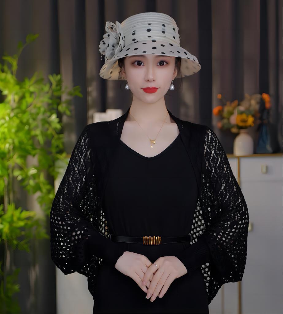 Summer fashion hollow-out knitted shawl women's thin solid color temperament versatile blouse bat sleeve knitted top