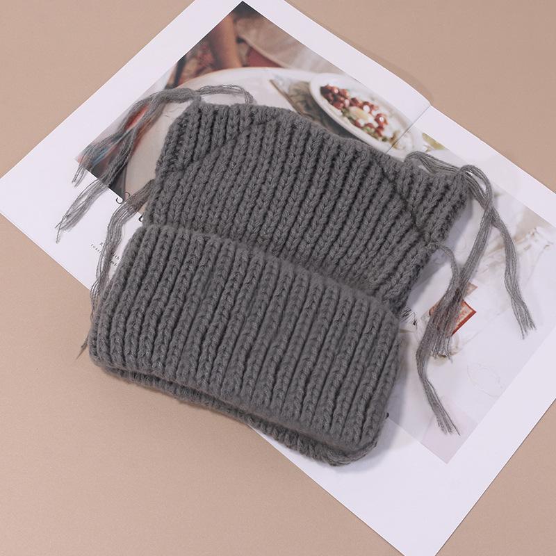 

Кисточка Шерстяная Шапка Женская Кошачьи Ушки Вязаная Осень и Зима Забавная Защита Ушей Теплая Вязаная Шапка Корейский Стиль Универсальная Шапка-Пуловер M（56-58cm）