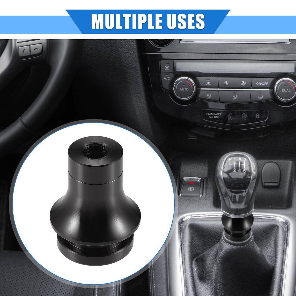 A ABSOPRO Car Gear Shift Knob Adapter M10x1.25 Shifter Boot Retainer Universal Manual Transmission Car Durable Aluminum Alloy Black