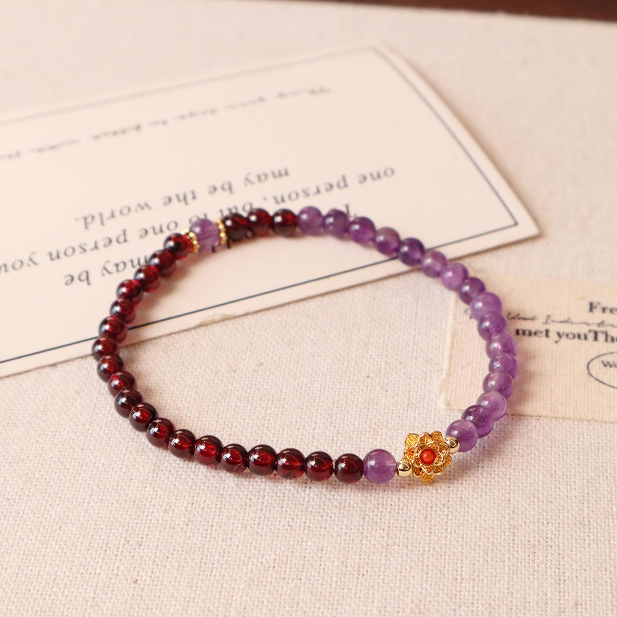 Natural Garnet Strawberry Crystal Bracelet Bangles Women Fashion Jewelry accessories Gift