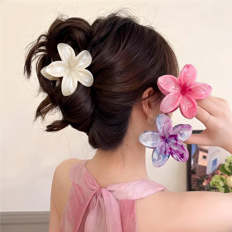1/6pcs Rendering Frangipani Hair Clip for Woman Elegant Shark Clip Girls Ponytail Clip Hair Clamp Hair Accessories