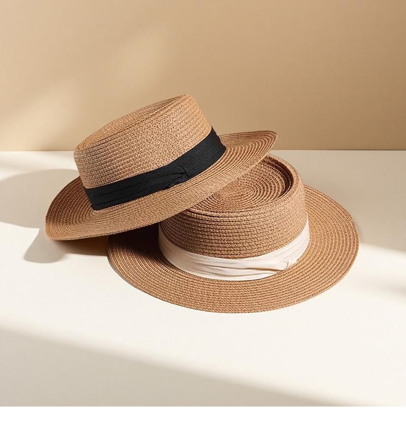Grass Woven Hat Solid Color Bucket Hat Casual Daily Wear Sun Protection Hat