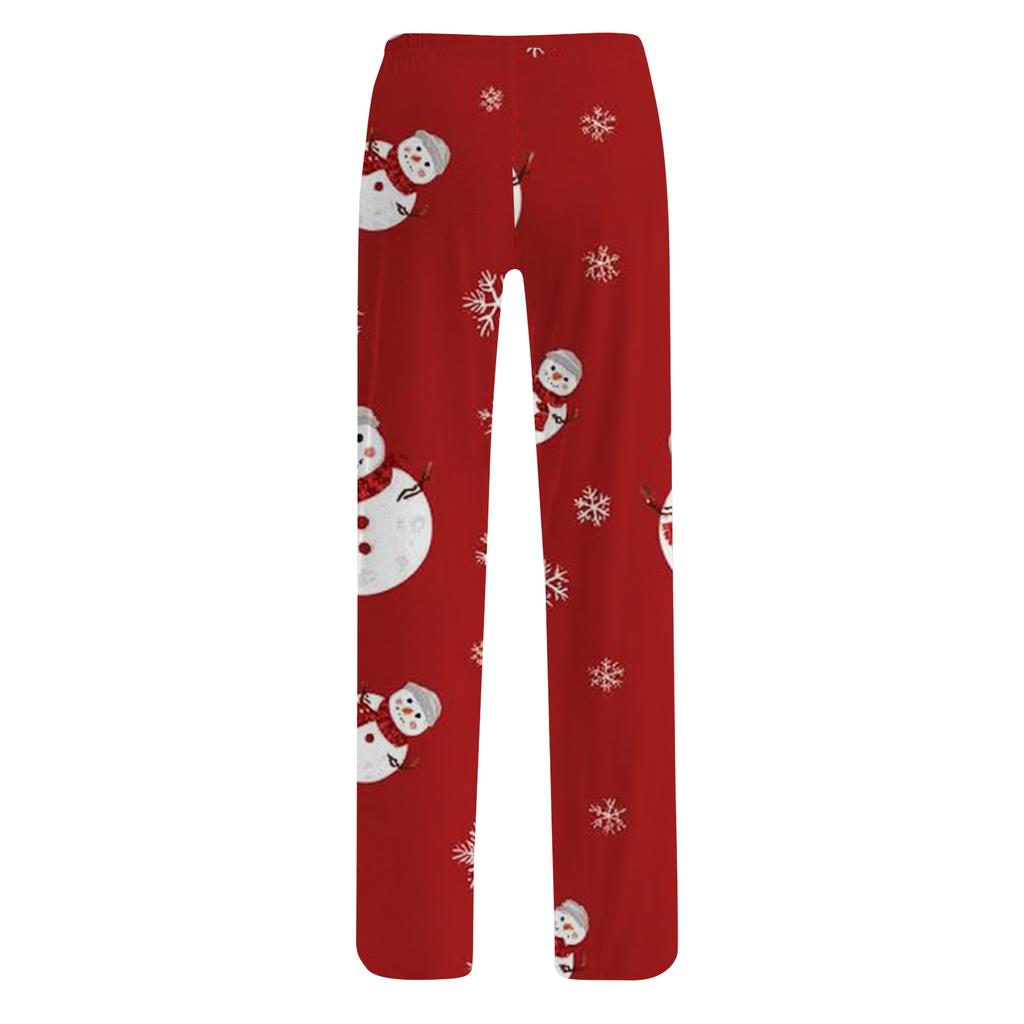Women's Casual Fashion Christmas Printed Trousers Plush Casual Pants