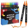 Arrtx Acrylic Paint Pen Markers 32 Colors Art Markers for Kids and Adults Acrylic Markers for Rock Painting On DIY Craft Supplies Dual-Tip Fabric,