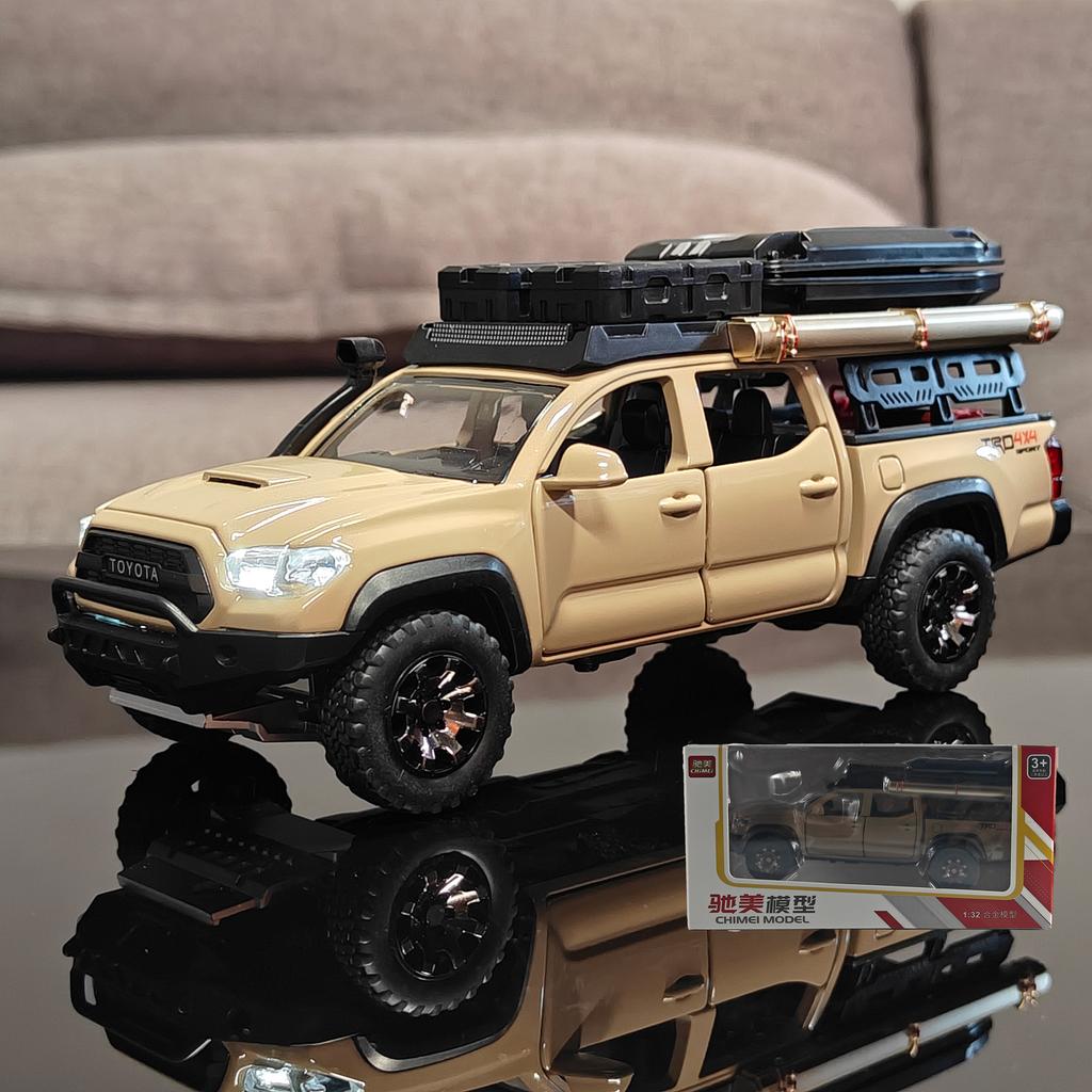 1:32 Scale Toyota Tacoma TRO Off Road Pickup Truck Alloy Diecast Travel Version Model Sound & Light Mini GT Ornament Collection