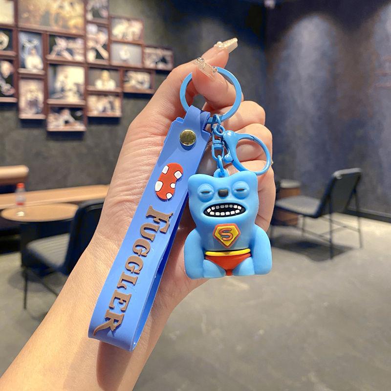 Budding Monster Keychain Ugly Cute Doll Bag Pendant Fuggler Tooth Monster Doll Machine Gift