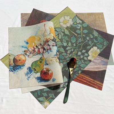 PVC podložky pod talíře na stůl Vodotěsné podložky na jídelní stůl Podložka Podložky pod hrnek a misku Monet Van Gogh Protiskluzové Tepelně izolační sada podložek