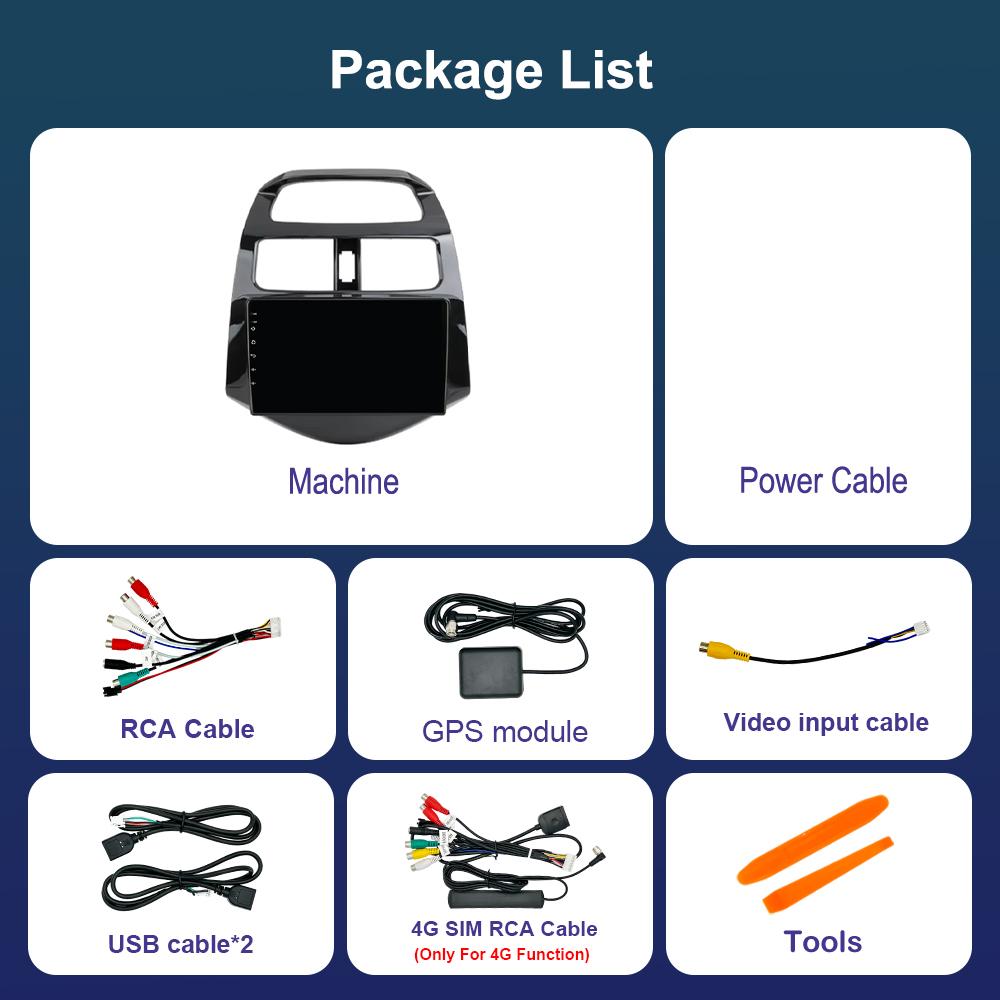 DSP Stereo Car Radio Multimedia player for Chevrolet Spark Beat Matiz Creative 2009 - 2016 Android 14 Navi GPS QLED Screen