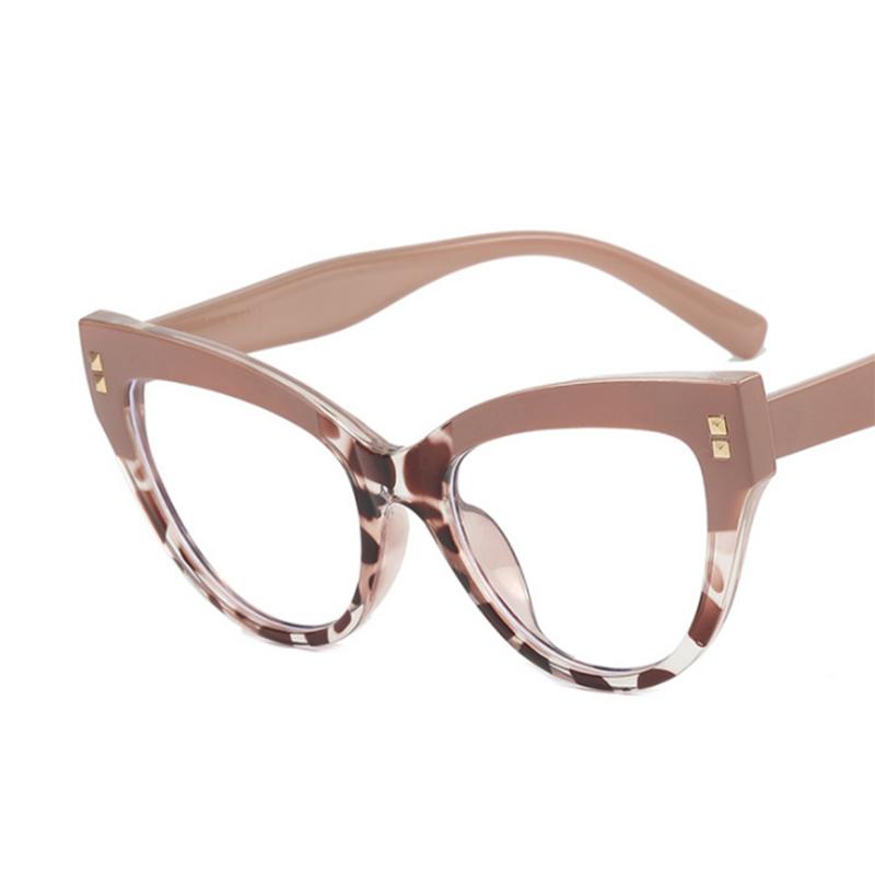 Cat Eye Rivets Black White Frame Clear Glasses Myopia Nerd Spectacles  -0.5 -1.0 -2.0 To -6.0 Fashion Hyperopia +0.5 To +6.0