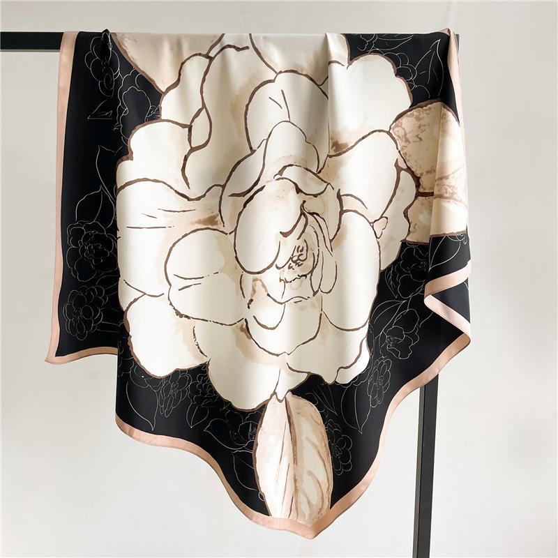 Luxury Brand Square Scarf For Women Design Shawl Wrap 90cm Print Twill Silk Women Hijab Female Foulard Headband Bandana