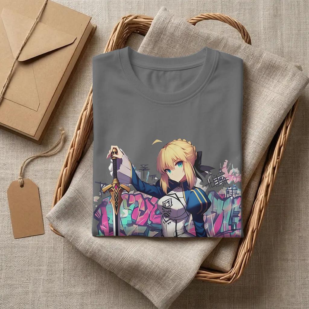 Fate Stay Night Arthur Pendragon Saber Class Tshirt Unisexs Cotton Clothing Vintage Oneck Short Sleeve