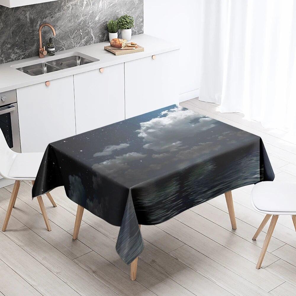 Star Blank Cloud Tablecloth Camping Party  Anti-Stain Waterproof Rectangular Kitchen Table Home Decor