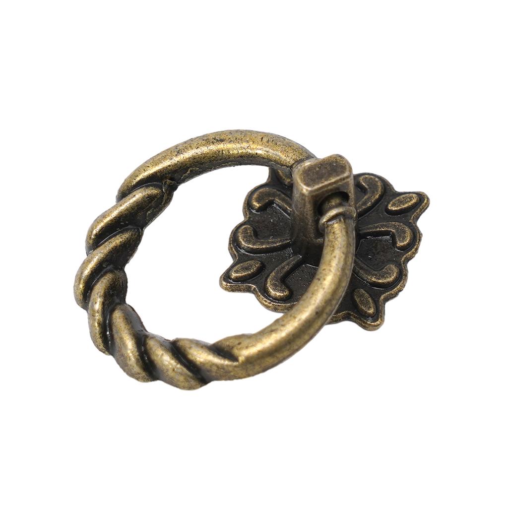 6pcs Retro Furniture Handle Cabinet Knob Drawer Dresser Pulls Cupboard Drop Ring Pull Handle Vintage Furniture Hardware