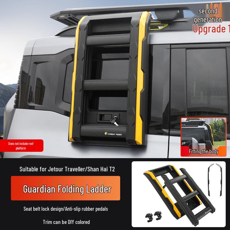 Jetour Traveller Shanhai T2 Off-road Roof Rack with Folding Ladder and Spotlights