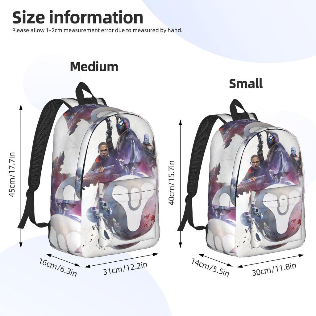 Destiny 2 Games Casual Backpack Durable Student Work Daypack for Men Women Laptop Computer Canvas Bags