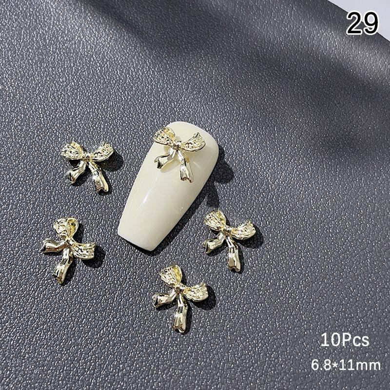 10Pcs Luxury Kawaii Bow Nail Art Charms 3D Alloy Bow Tie Jewelry Nail  Decoration Diy Accessories