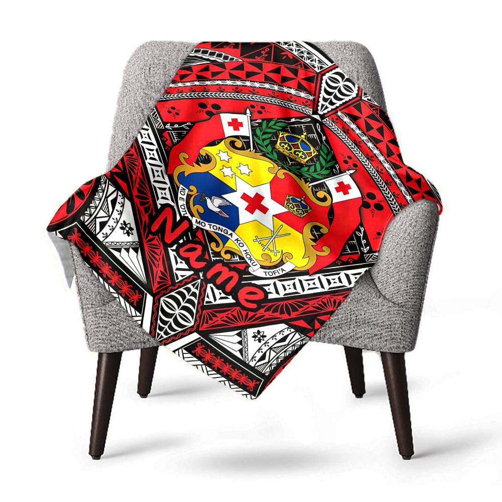 Custom Name Tonga Coat Of Arms Pattern Blanket Comfortable Soft Lightweight Allseason Multipurpose Blanket For Picnics Sofas Offices Beds Living Rooms