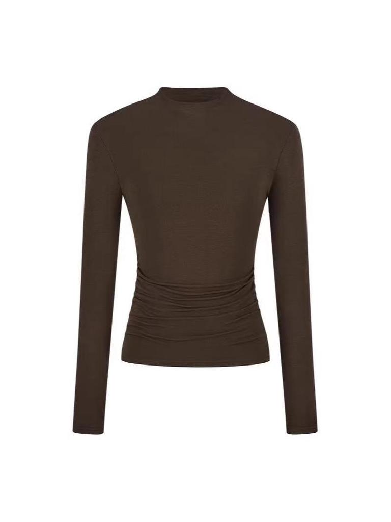 Slim Fit Half High Neck Long Sleeve White Top - Spicy Girl Spring/Autumn 2026 Collection