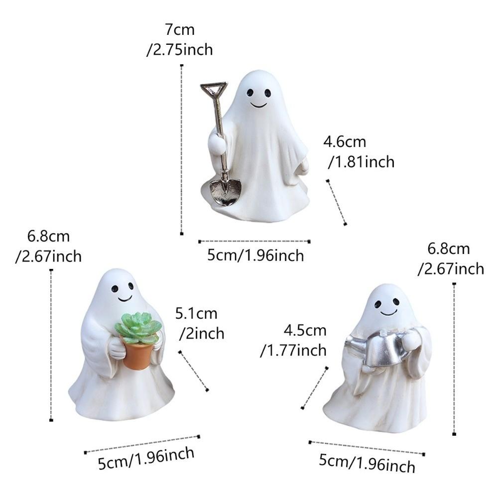 3pcs Cute Design Ghost Ornaments Resin Material Resin Gardening Statue  Home Decor