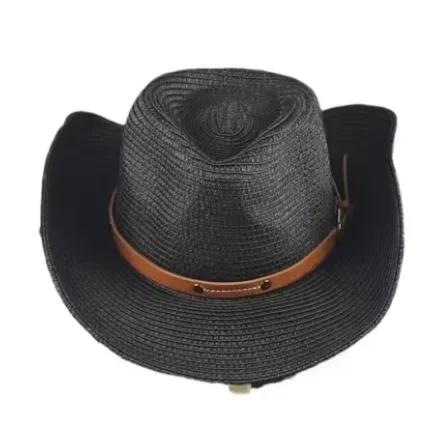 

57-62CM A men s and women s wide-brimmed western cowboy hat stylish jazz hat, summer beach sun hat carrying a windbreak rope 61-62cm