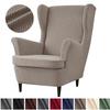 Jacquard Wing Chair Cover Stretch High Sloping Armchair Covers Nordic Elastic Single Sofa Slipcovers With Seat Cushion Covers