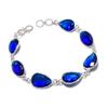 Natural Blue Topaz Gemstone Handmade 925 Sterling Silver Bracelet 7-8" ASB-3086
