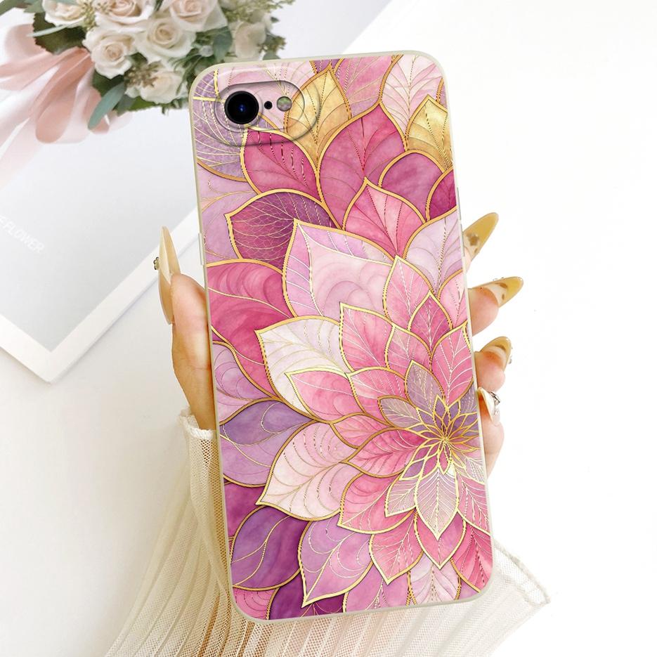 For Apple iPhone SE 2020 Case iPhoneSE 2022 Luxury Flowers Cartoon Painted Cover Soft Silicone Case For iPhone SE 2022 2020 Bags