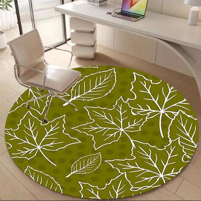 1pc Autumn Leaves Office Round Area Rug, Indoor Mat Suitable ForOffice, Under Office Chairs Bedroom Living Room Home Decor, D133