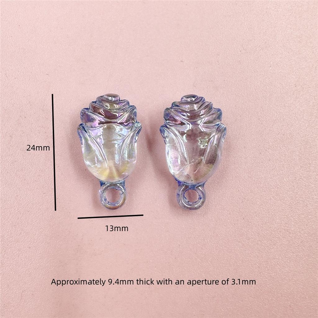High Quality Acrylic For Bracelet Necklace Making DIY Jewelry Accessories Champagne Rose Earrings 13*24mm Loose Beads Keychain Fashion 5pcs